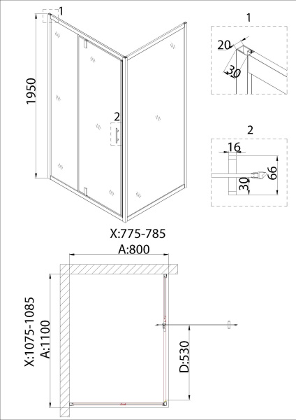 Боковая стенка Niagara Nova NG-A80 (80х195)